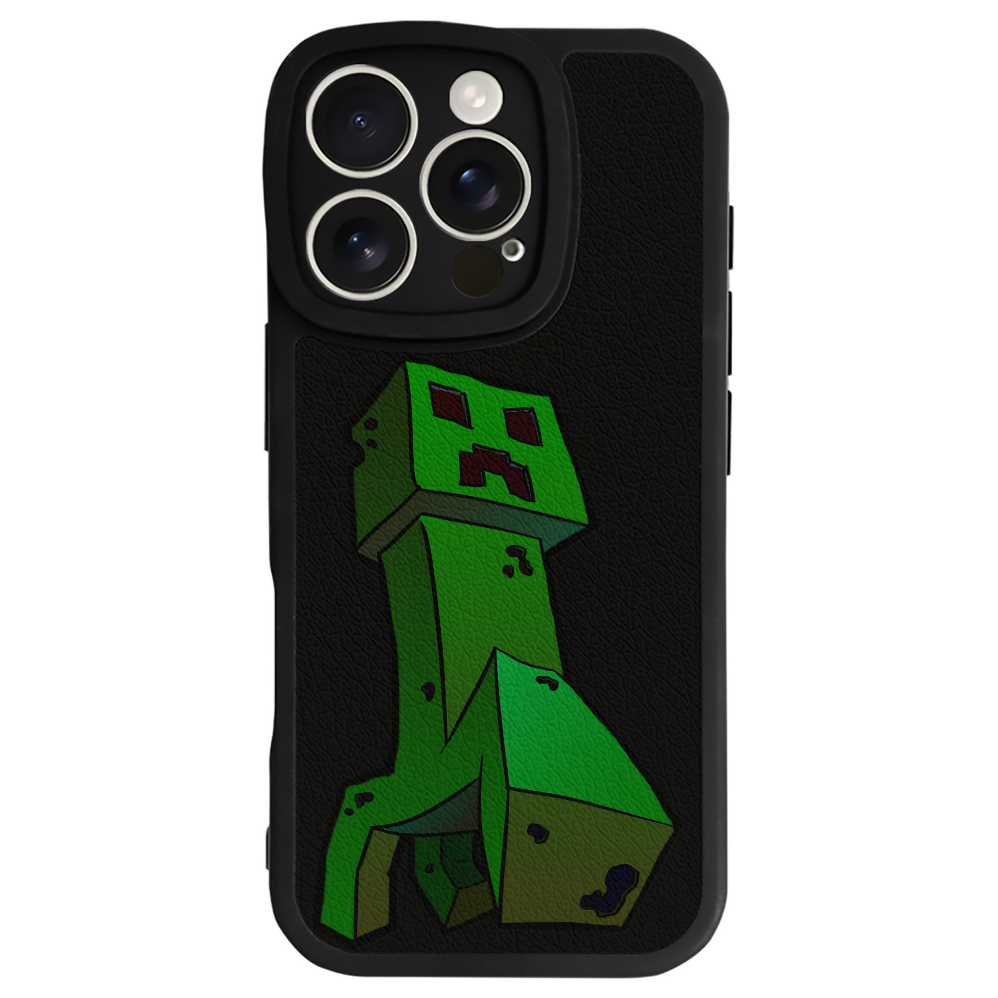 （画像用） マインクラフト ブロックの世界 Minecraft MC Block world 【iPhone 16シリーズ対応】シリコンスマホケース（レザー調） 材質：シリコン